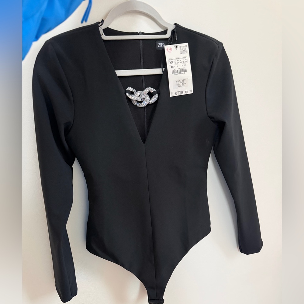 Zara Black Long Sleeve Bodysuit XS / Sold Out in stores - NWT